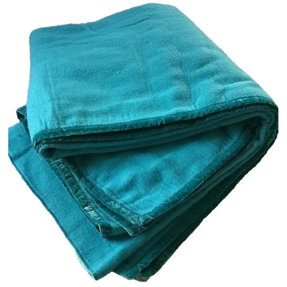 Style Home Automatic Electric Blanket Teal Velvet Trim 79 x 88 Full Queen Vtg